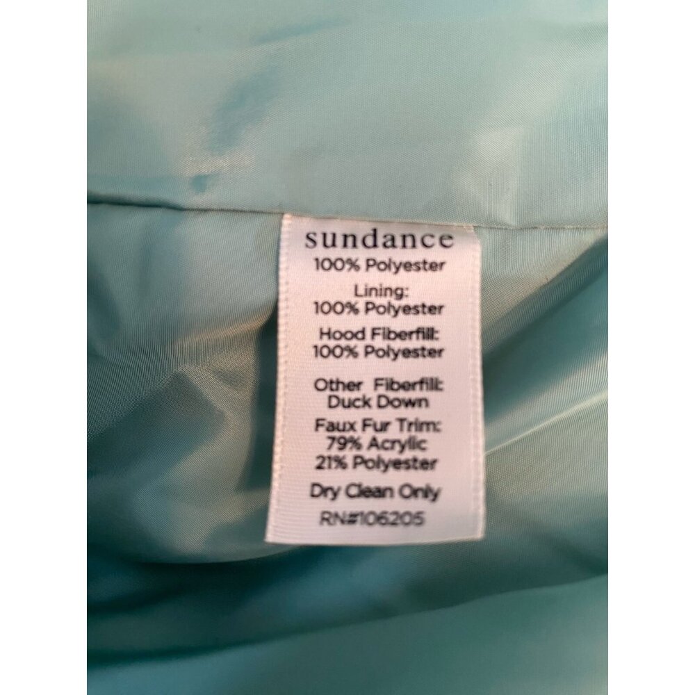 Sundance Hooded Down Puffer Coat Parka Purple Floral Fur Trim Size Small - Picture 4 of 10